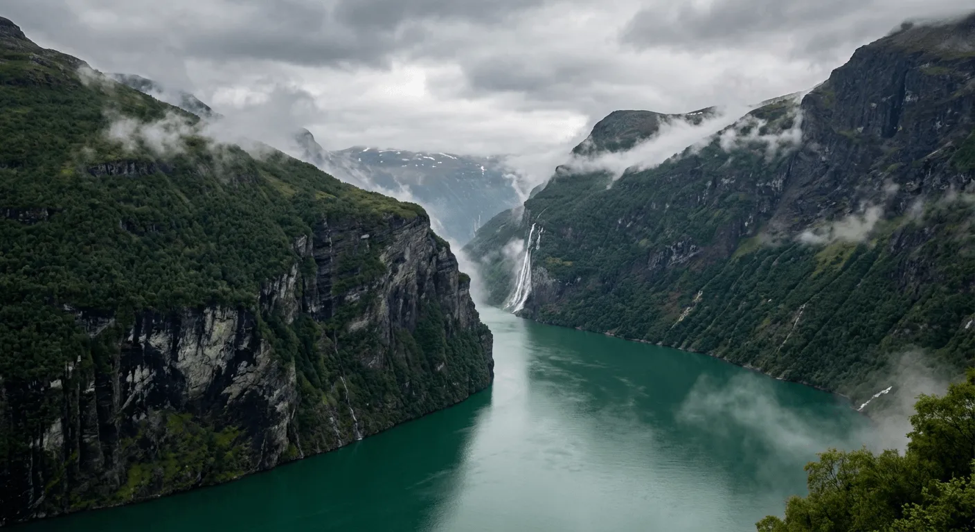 Midnight sun over Scandinavian landscape