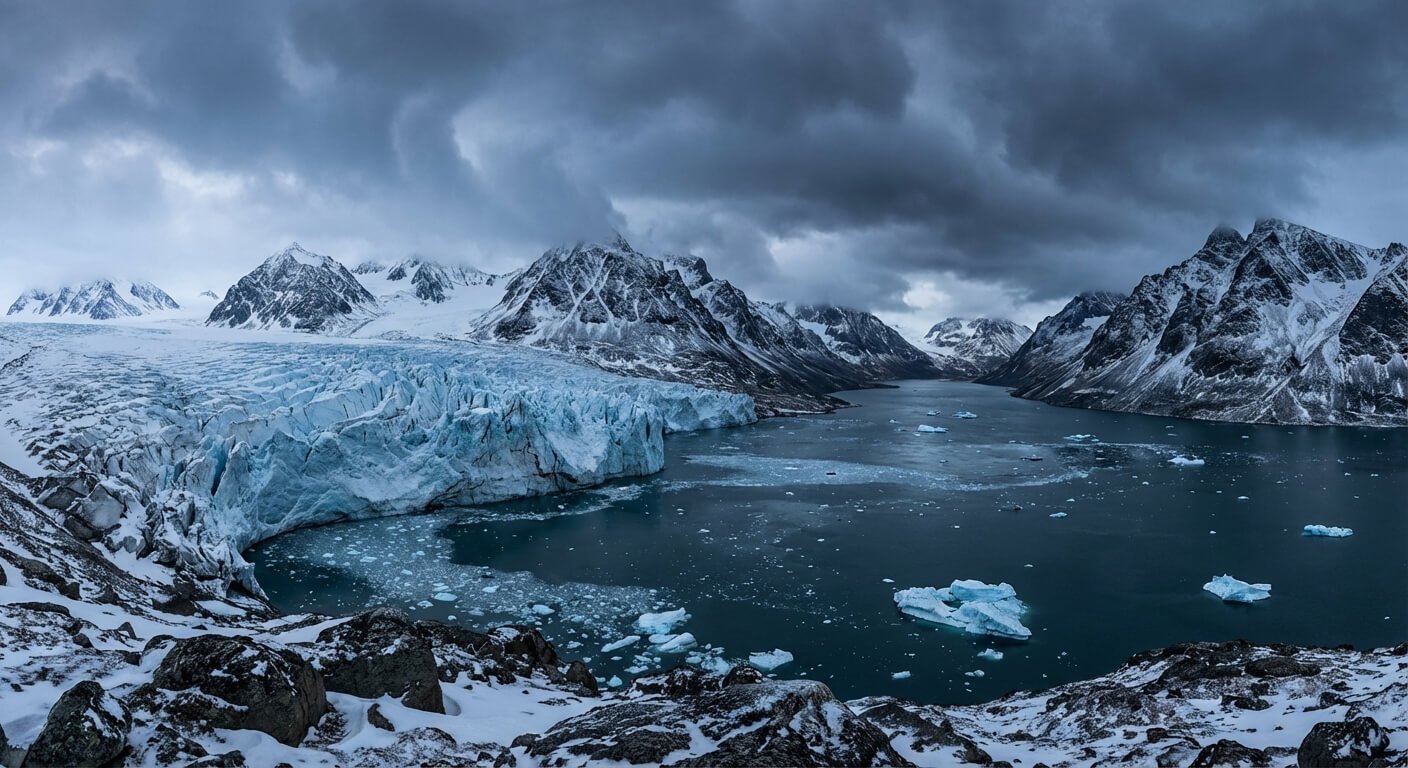 Svalbard landscape with glaciers
